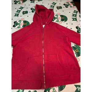 Prospirit Womens Red Full Zip Hoodie Fleece Sweatshirt Plus Size 14W/16W